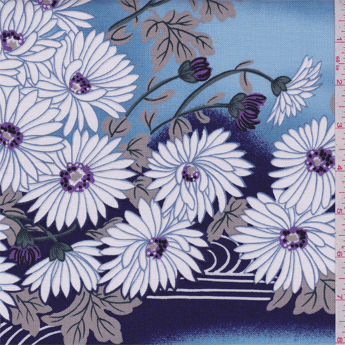 *3 1/2 YD PC--Indigo Blue Floral Cotton