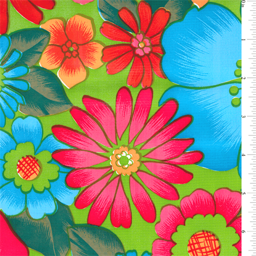 Lime Floral Oilcloth