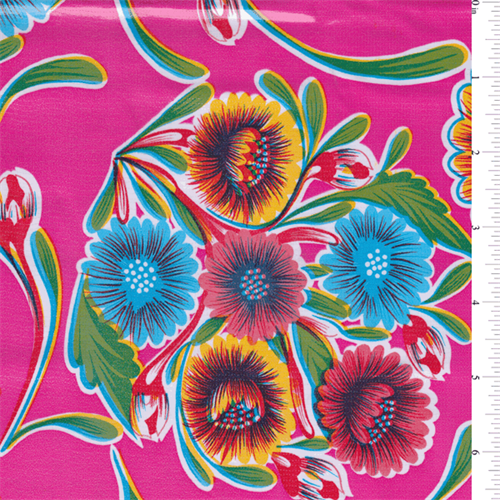 Fuschia Floral Oilcloth