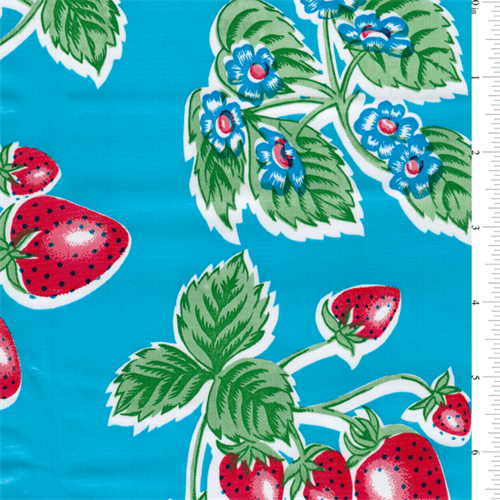 Blue Strawberry Oilcloth Roll
