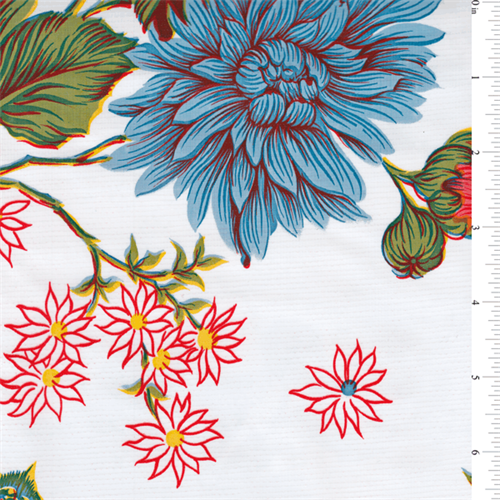 White Floral Oilcloth Roll