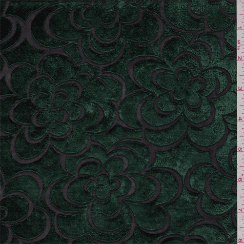 Emerald Green/Black Floral Burnout Velvet