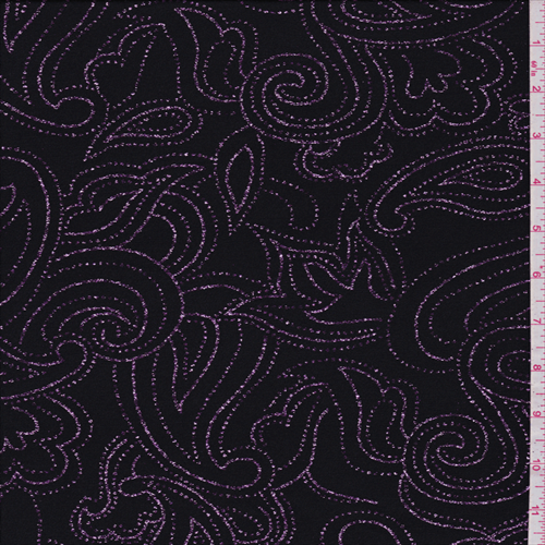 *2 1/2 YD PC--Black/Purple Paisley Slinky