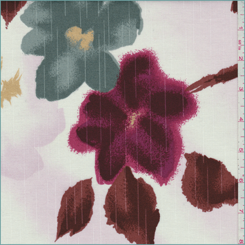 *3 YD PC--Cream Floral Linen Look