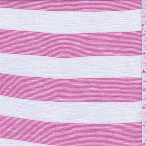 Hot Pink/White Stripe Jersey Knit