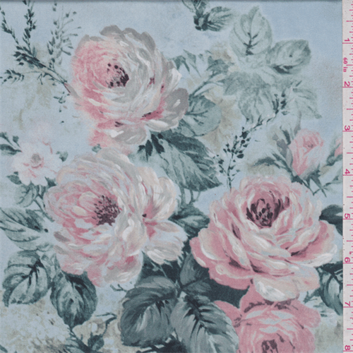 Light Blue Floral Satin