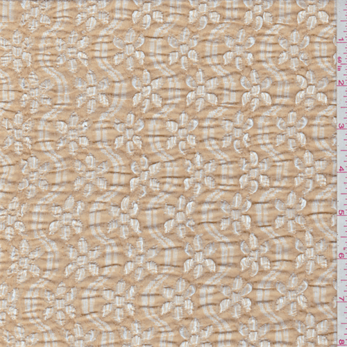 Apricot Orange Floral Stretch Lace