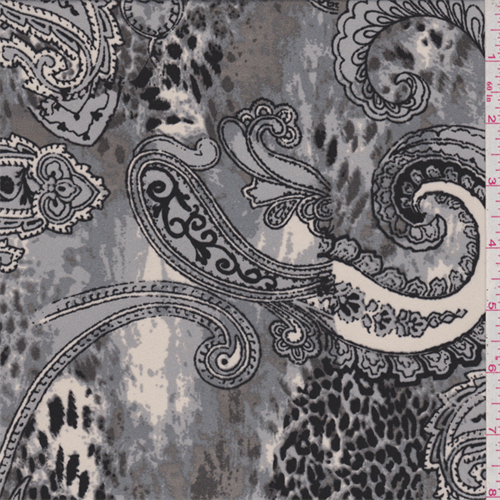 *3 YD PC--Grey Paisley Triple Georgette
