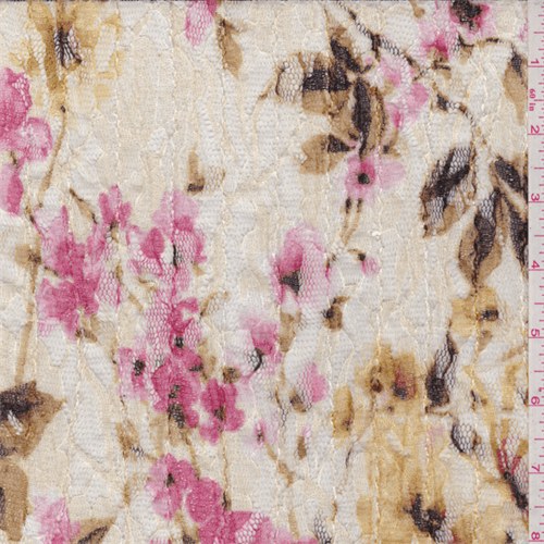 *4 YD PC--Ivory Floral Stretch Lace