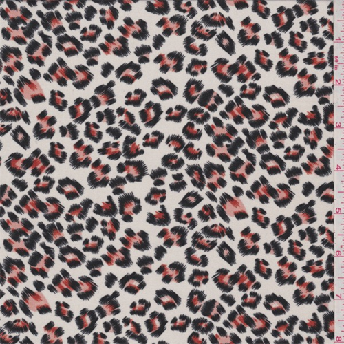 Ivory/Orange Cheetah Print Crepe de Chine