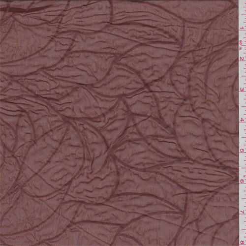 Red Brown Floral Crinkled Chiffon