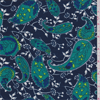 Dark Blue Paisley Jersey Knit