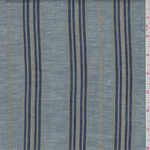 Teal Blue Stripe Linen