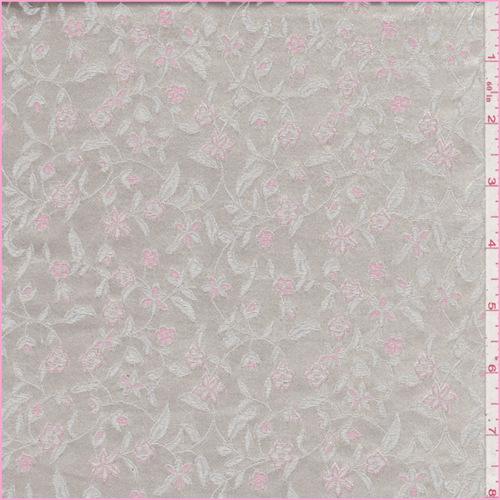 Buff Floral Satin Brocade