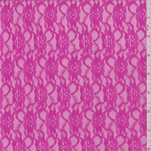Watermelon Pink Floral Stretch Lace