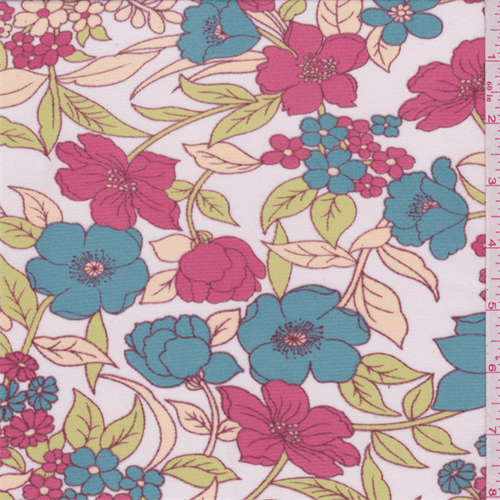 White/Red Floral Stretch Mesh