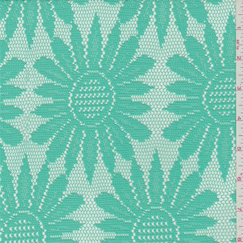 Aqua Green Floral Crochet Lace