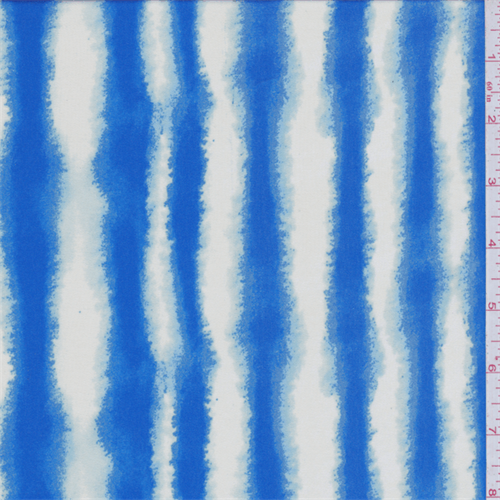 Bright Blue/Ivory Stripe Crepe de Chine