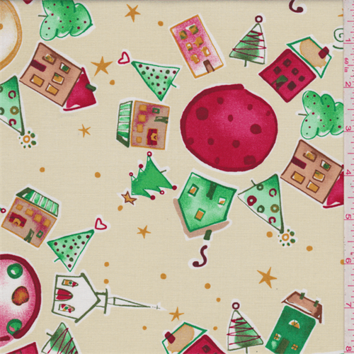 Soft Yellow Holiday Print Cotton