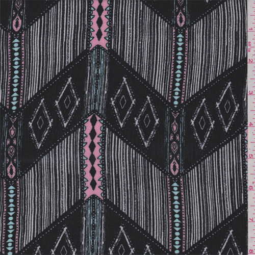 Black Chevron Stripe Crepon