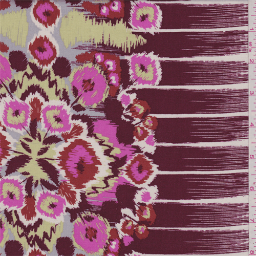 Grey Multi Ikat Floral Challis