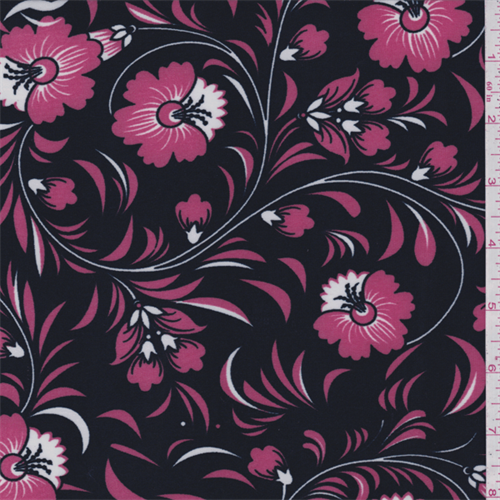 ITY Navy/Pink Floral Jersey Knit