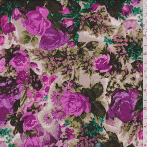 *3 YD PC--Beige/Pink Floral Challis