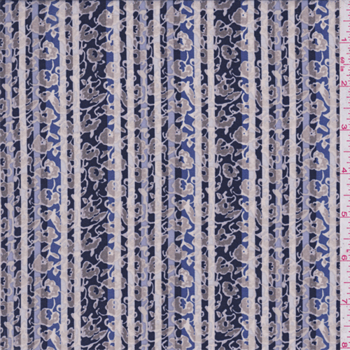 Blue Floral Silk Crepe de Chine