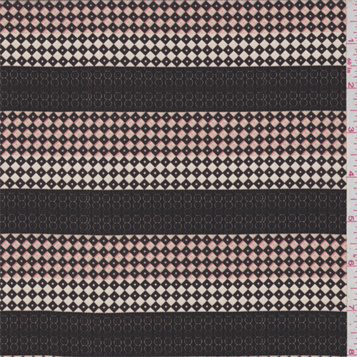 Mocha Brown Stripe Silk Crepe de Chine