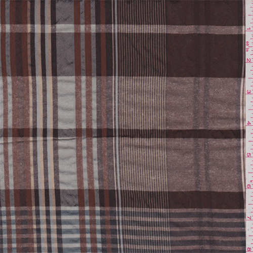 *3 1/2 YD PC--Dark Brown Plaid Shirting