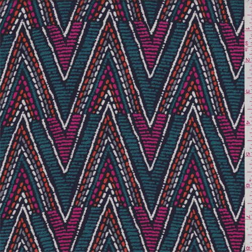 Teal Blue Chevron Crepe