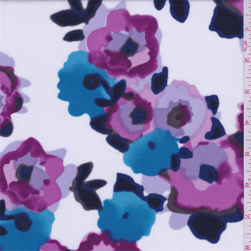 *2 5/8 YD PC--White Multi Floral Challis