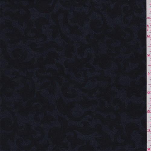 *2 1/2 YD PC--Dark Blue/Black Scroll Slinky