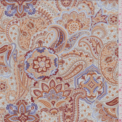 Ivory/Orange Paisley Jersey Knit