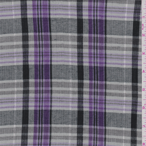 Grey/Purple Plaid Gauze