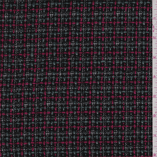 Black/Pink Plaid Boucle