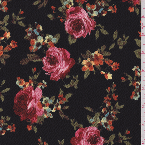 Black Floral Liverpool Crepe Knit
