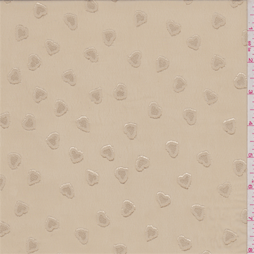 Golden Tan Heart Embroidered Chiffon