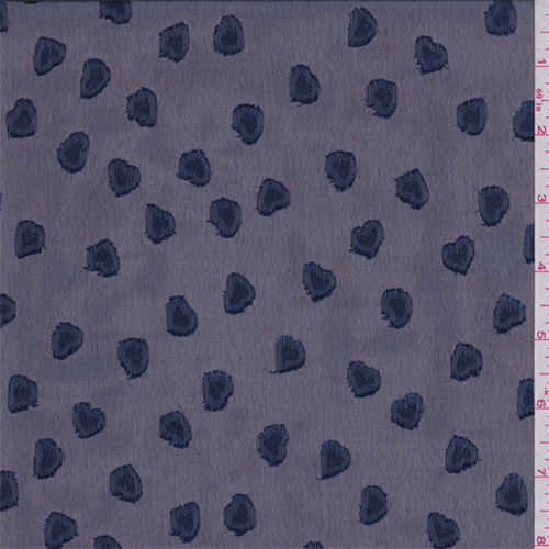 Navy Blue Heart Embroidered Chiffon