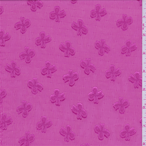 Hot Pink Clover Embroidered Chiffon