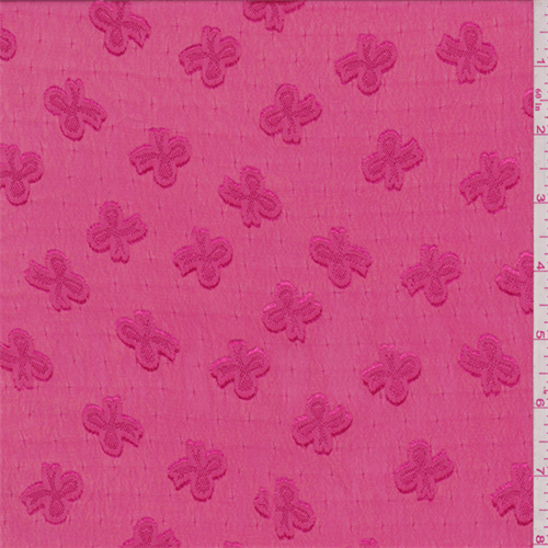 Pale Red Clover Embroidered Chiffon