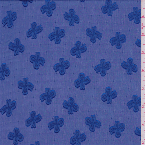 Cobalt Blue Clover Embroidered Chiffon