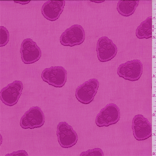 Hot Pink Skull Embroidered Chiffon