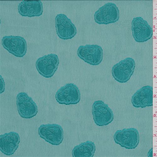 Teal Green Skull Embroidered Chiffon