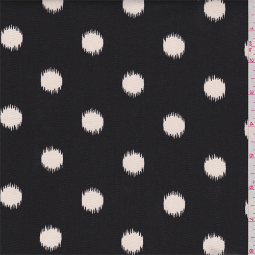 Black/White Ikat Dot Twill