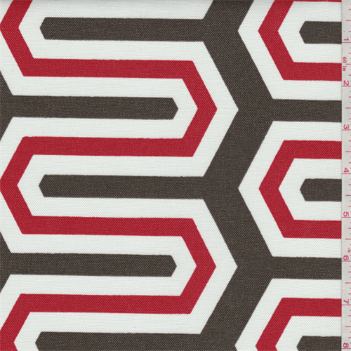 Cadee White/Brown Indoor/Outdoor Fabric