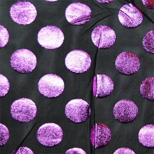 Black/Fuschia Polka Dot Stretch Mesh