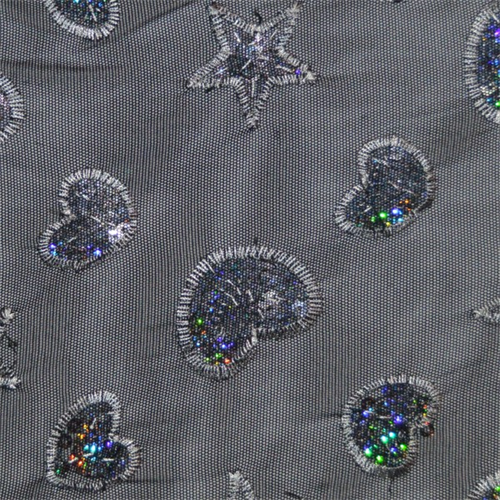 Black/Silver Sequin Stretch Mesh - 43059X | Fashion Fabrics