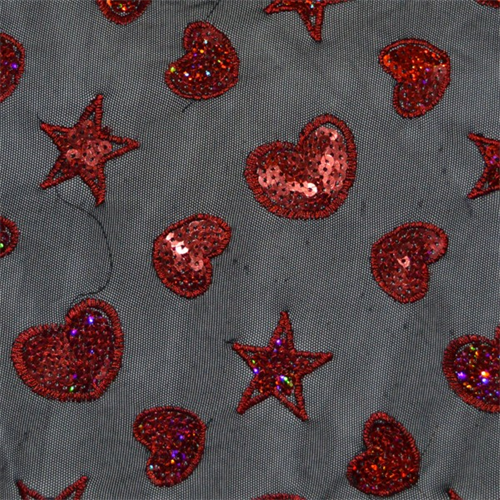 Black/Red Sequin Stretch Mesh