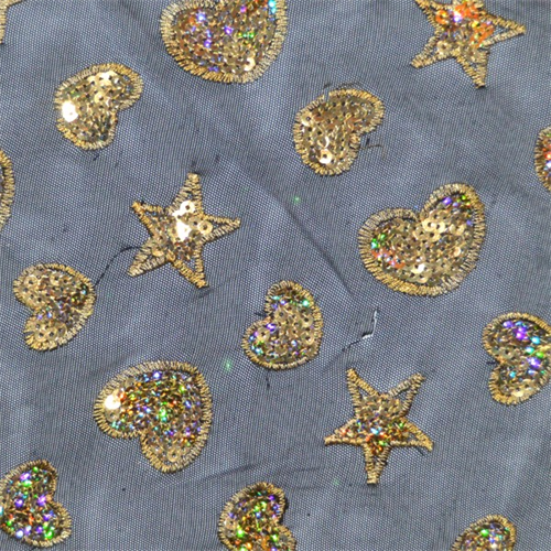 Black/Gold Sequin Stretch Mesh